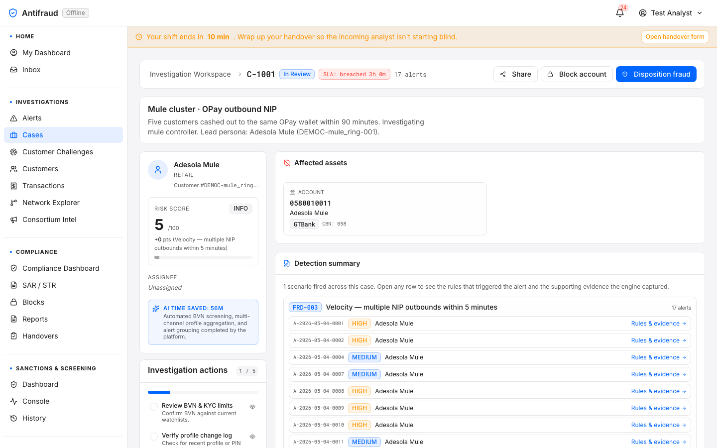 Case detail — header