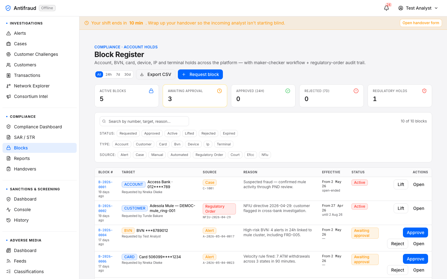 Blocks list — top