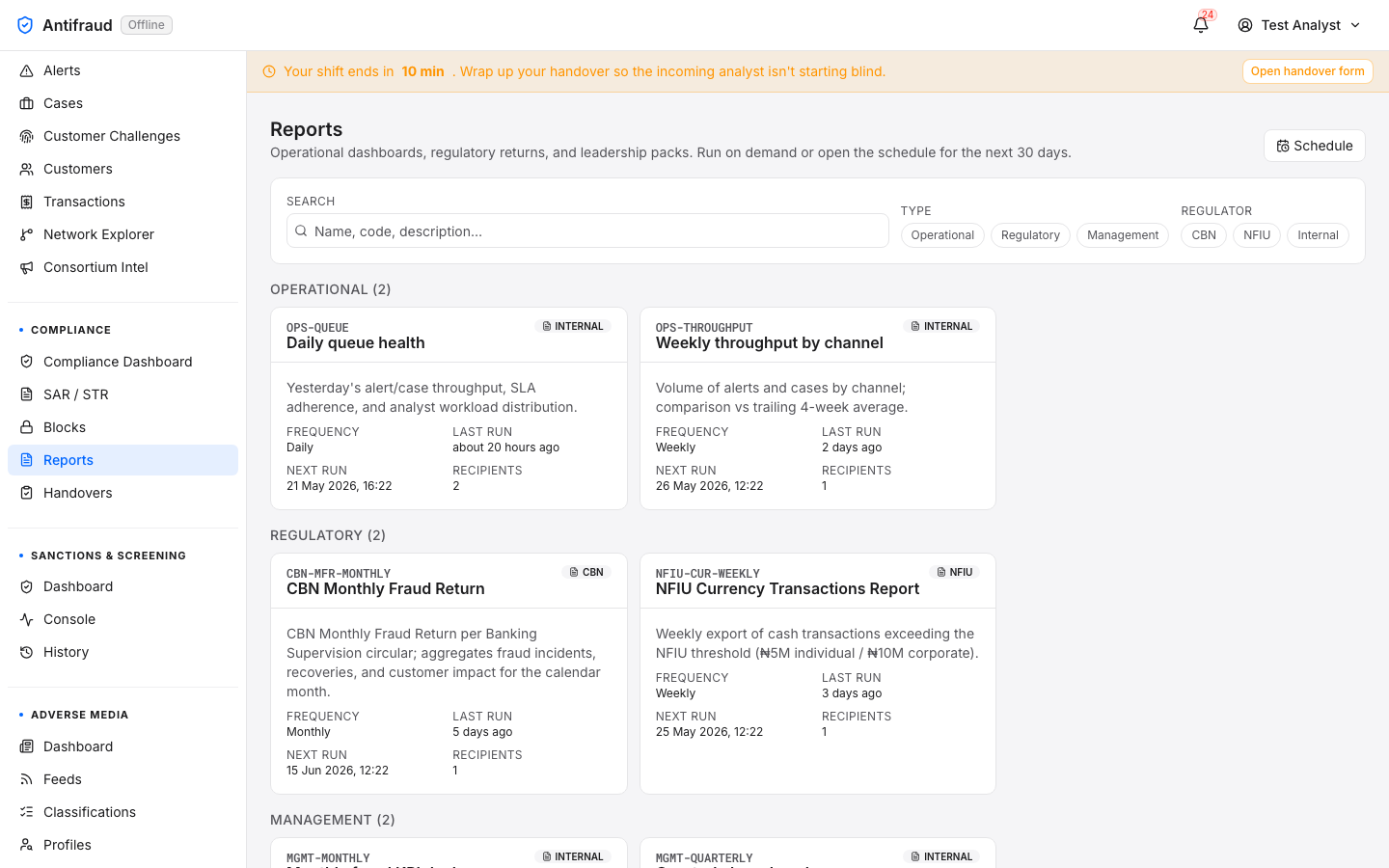 Reports catalogue — top