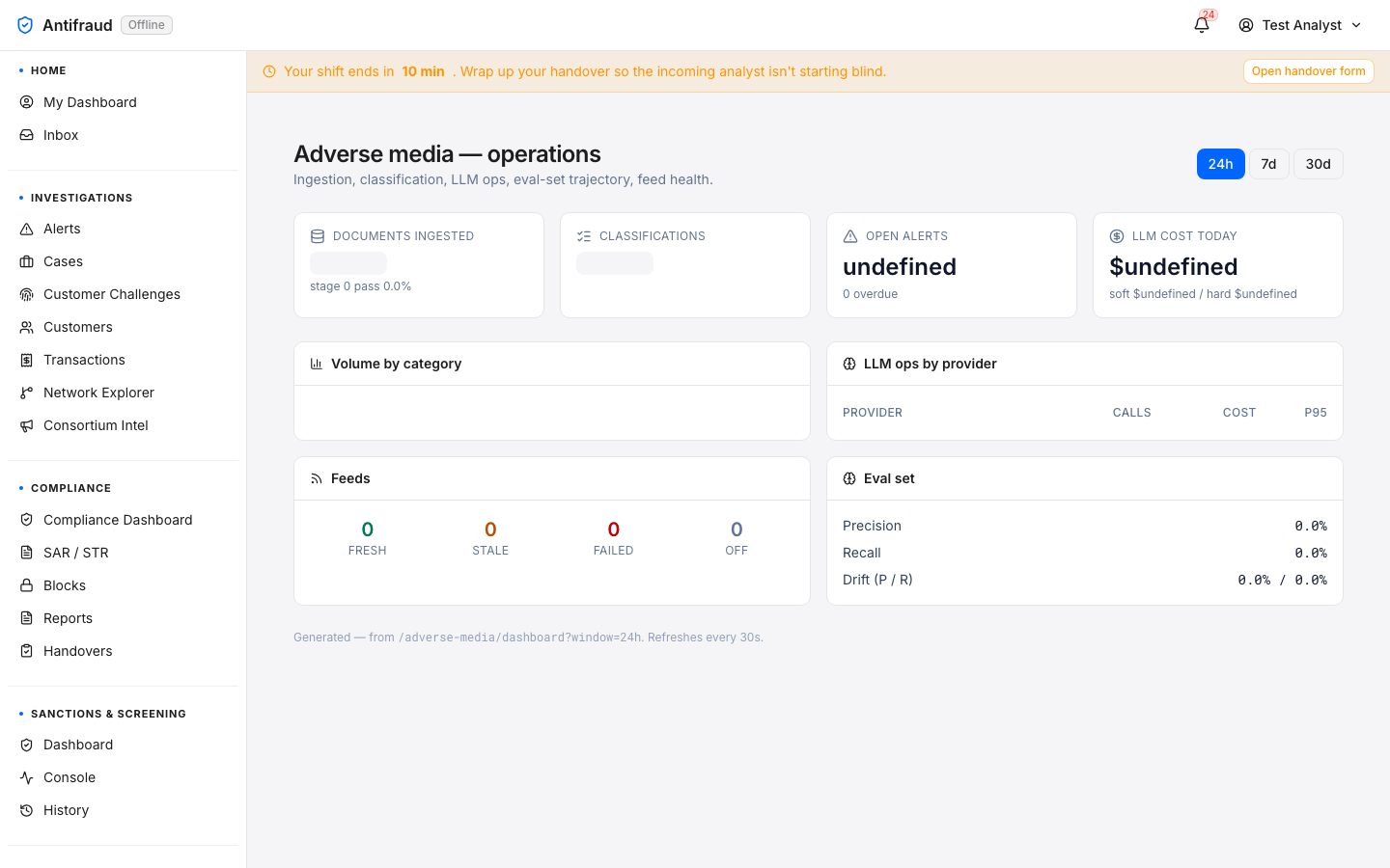 Adverse-media dashboard