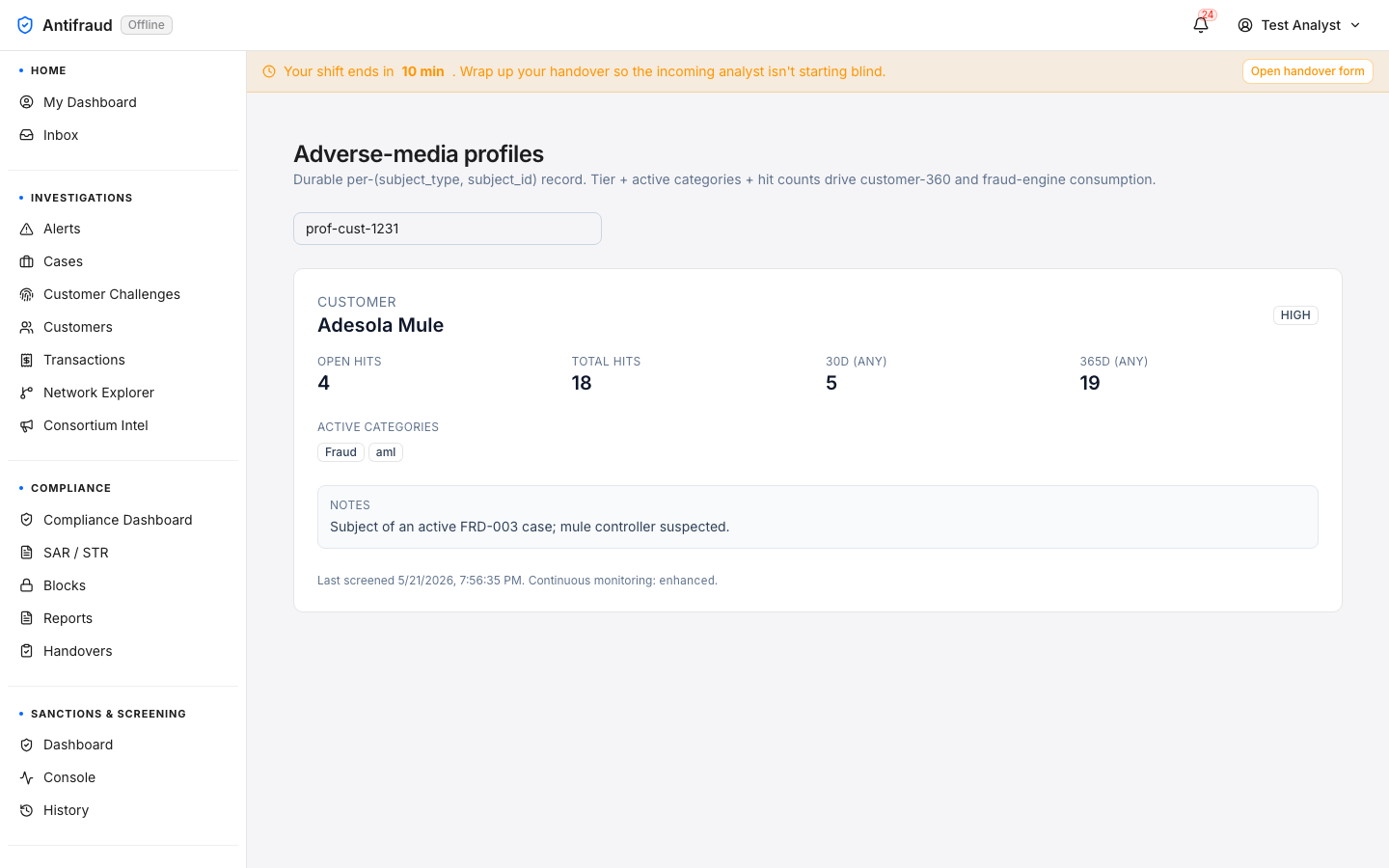 Adverse-media profiles
