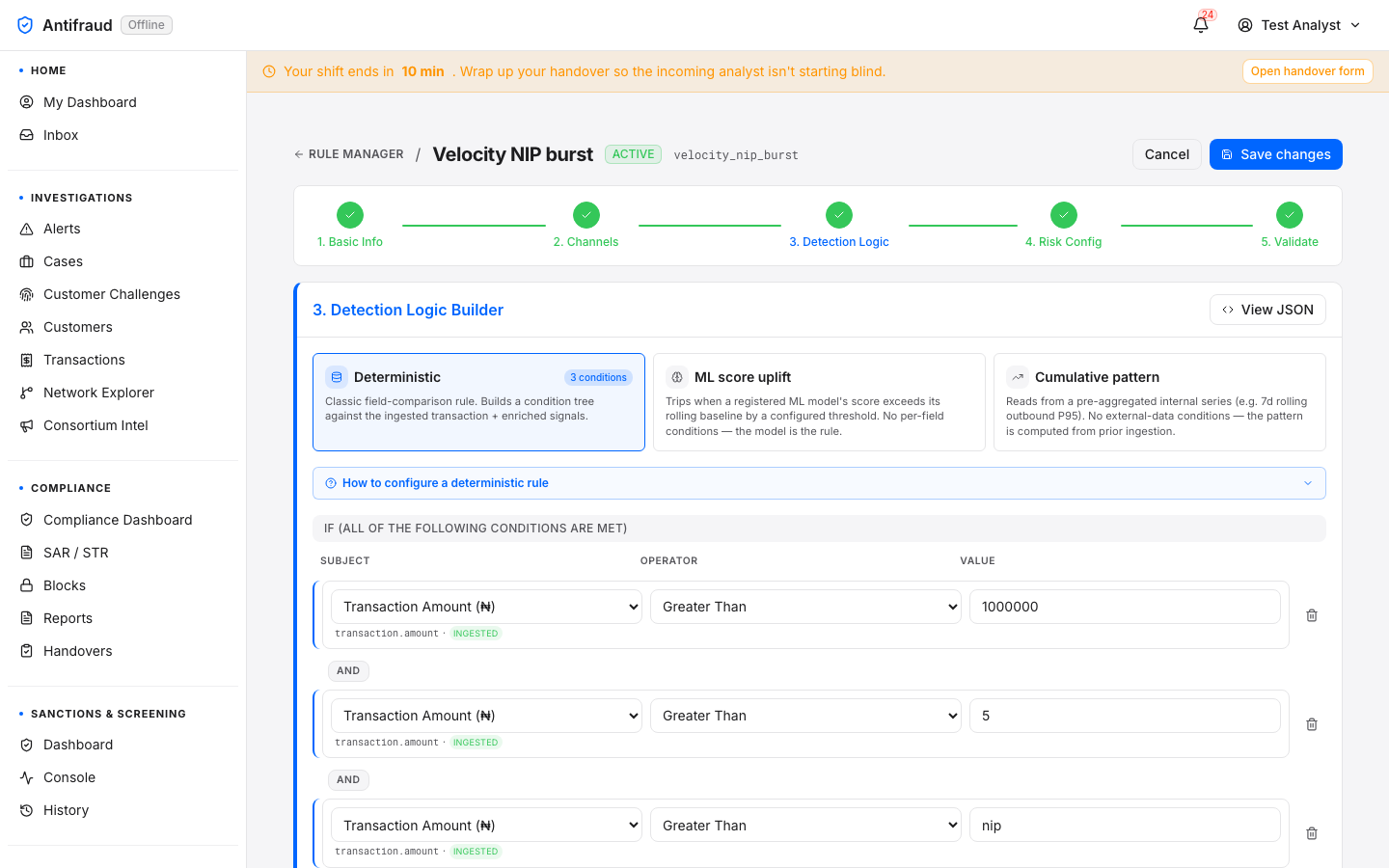 Manage rule — Step 3 Detection Logic