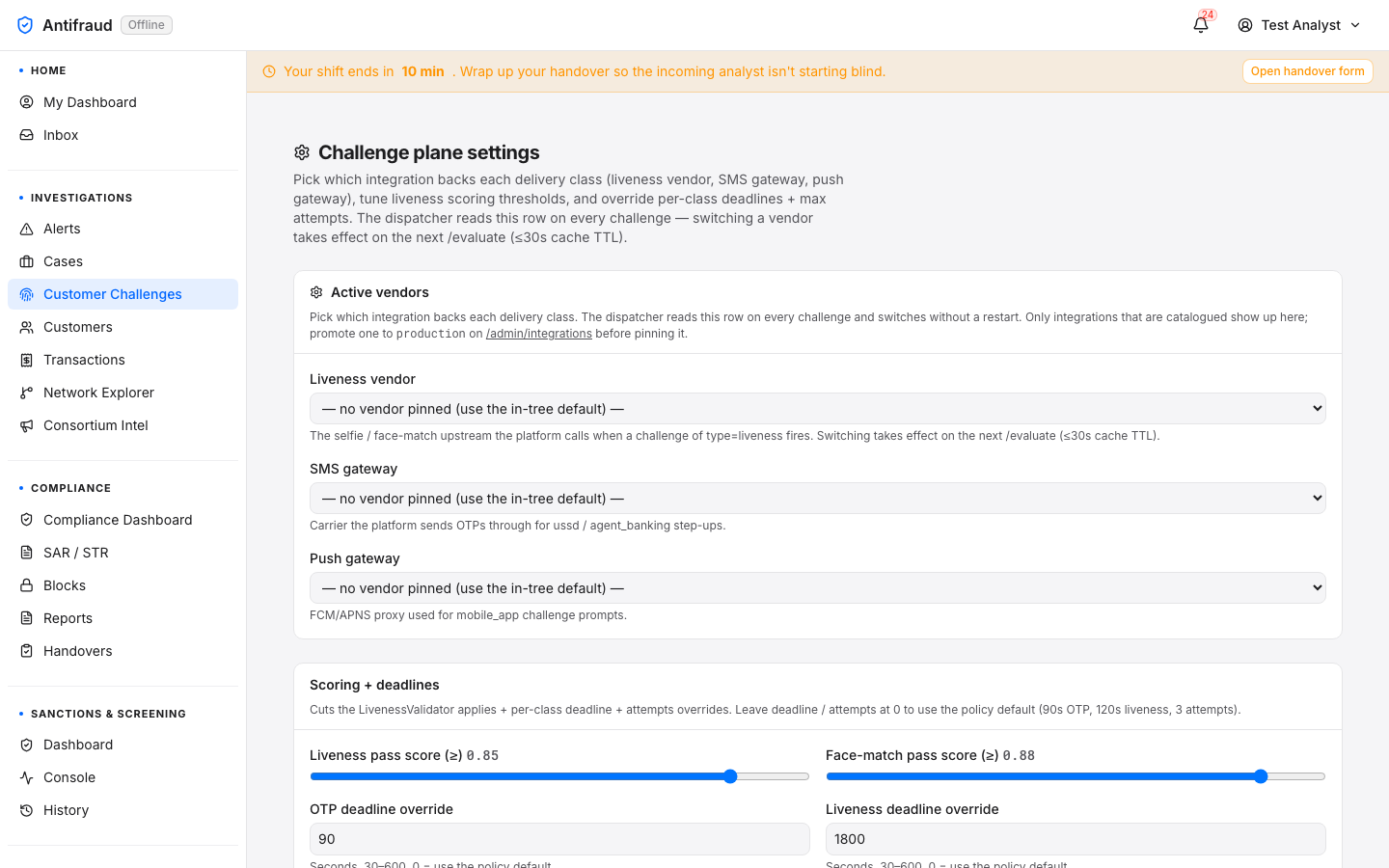 Challenge plane settings