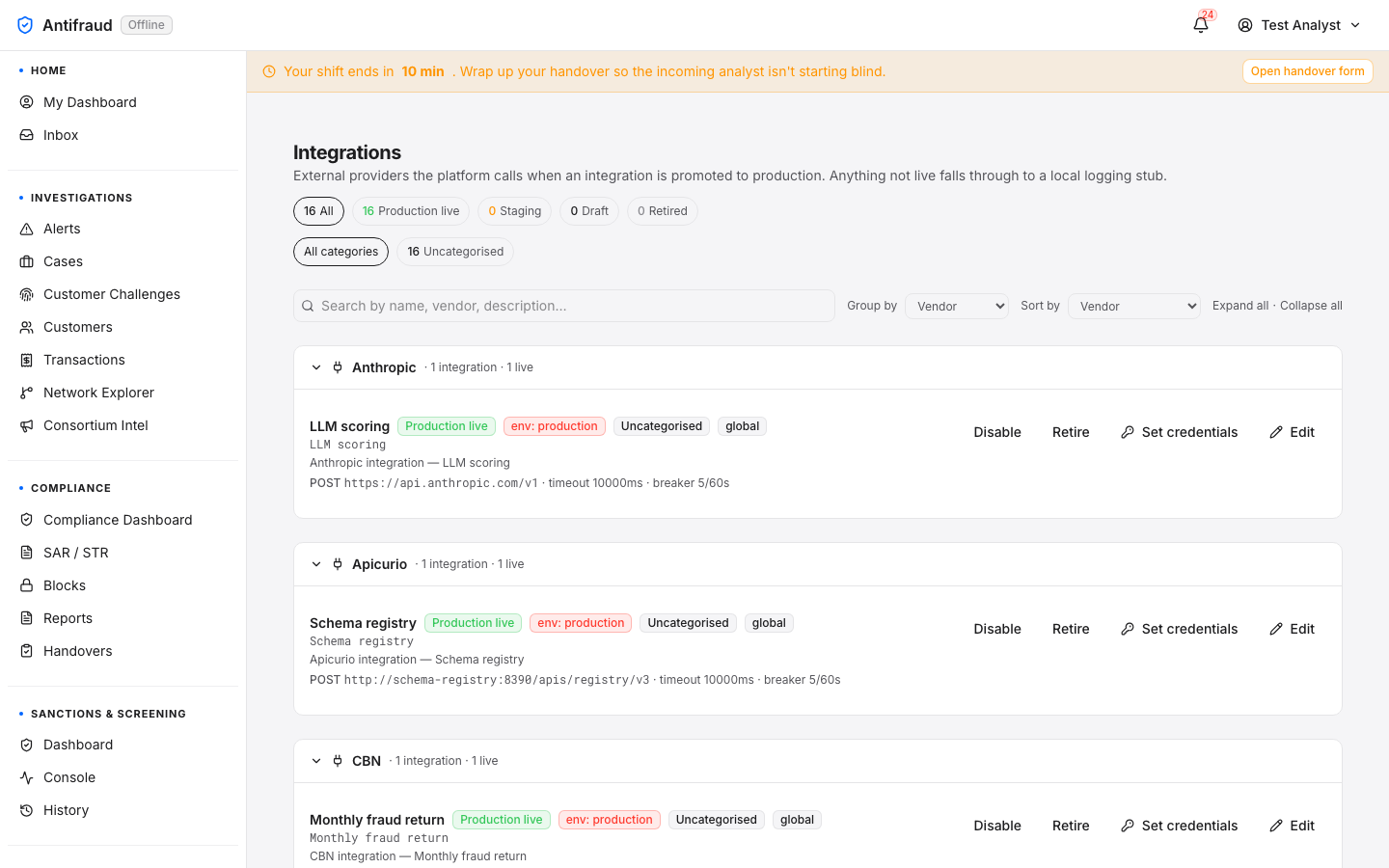 Integrations registry