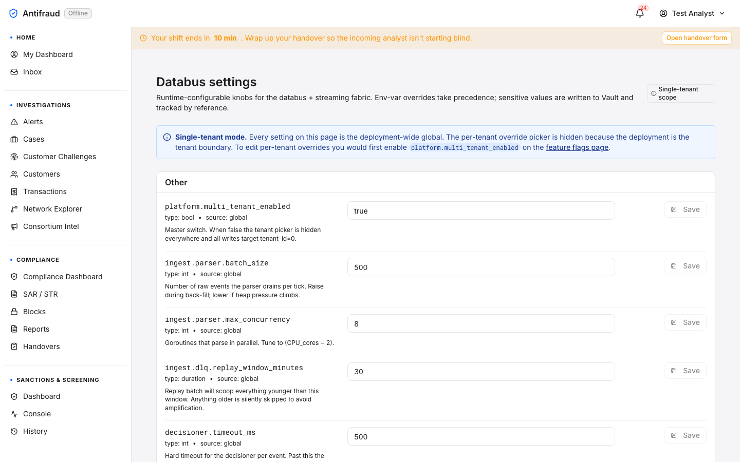 Databus settings