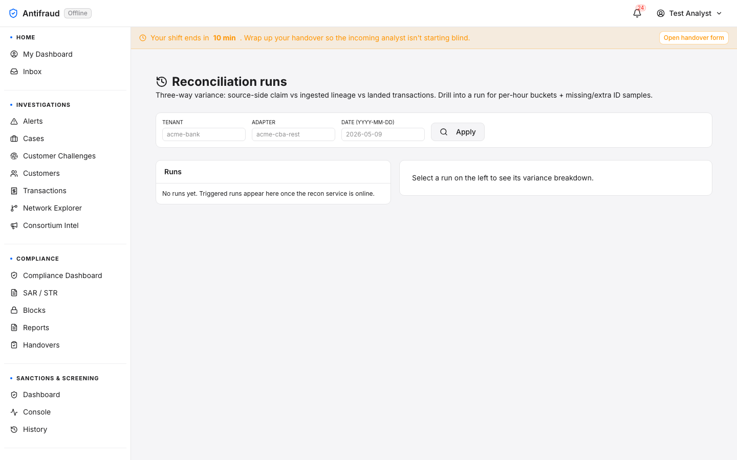 Reconciliation runs