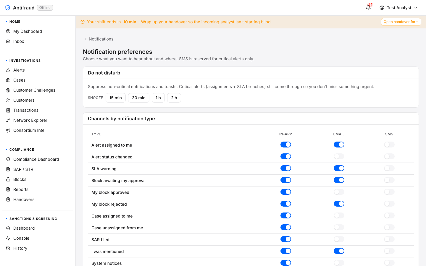 Notification preferences